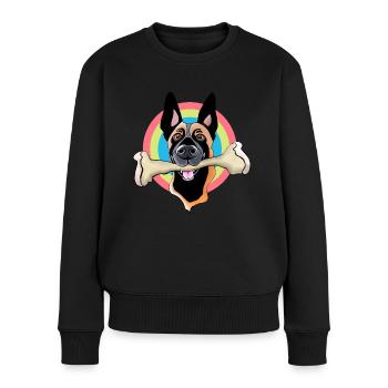 malinois avec os - Pull Premium bio Femme - noir - Devant - Julia (174cm)
