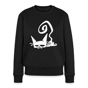 Tired Cat White - Women's Premium Organic Jumper - black - Front - Julia (174cm)