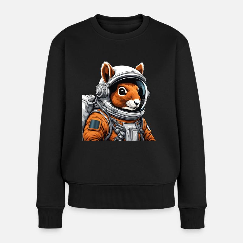 Eichhörnchen-Astronaut - Frauen Premium Bio Pullover - Schwarz