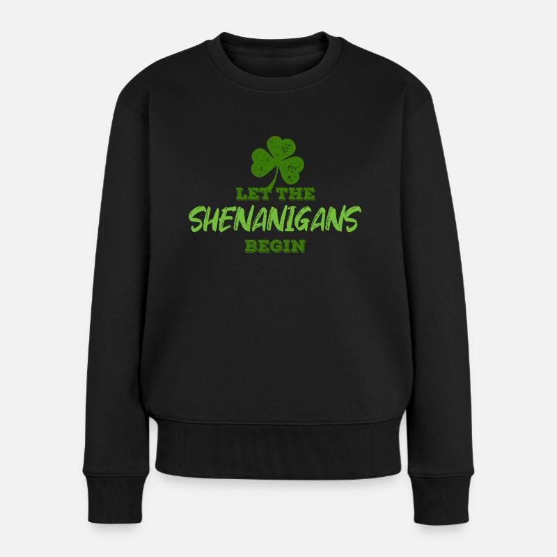 St Patrick's Day - Shenanigans - Shamrock - Women's Premium Organic Jumper - black