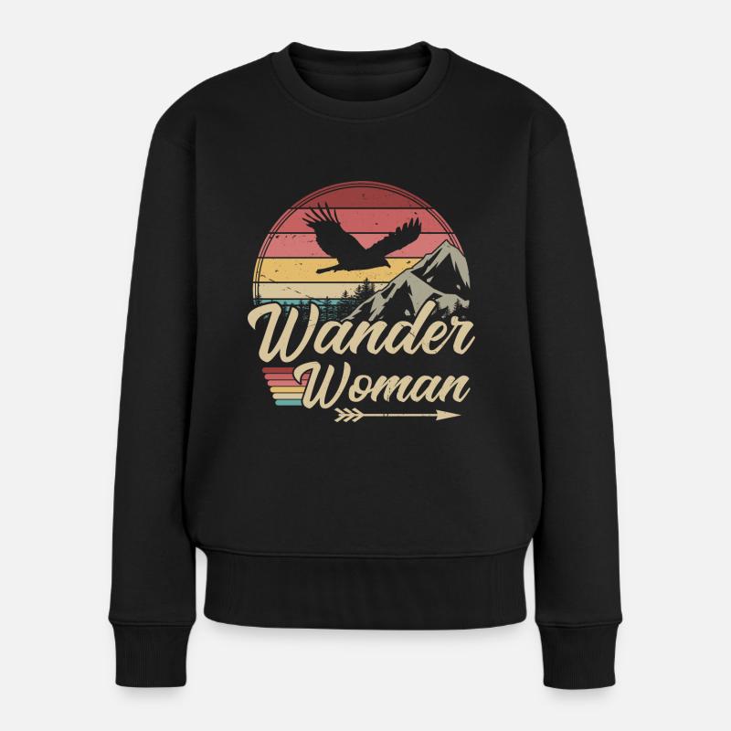 Wander Woman - Frauen Premium Bio Pullover - Schwarz