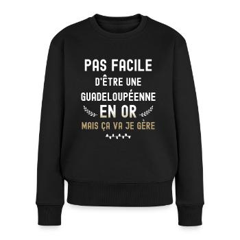 Guadeloupéenne En Or ça Va Je Gère - Pull Premium bio Femme - noir - Devant - Julia (174cm)