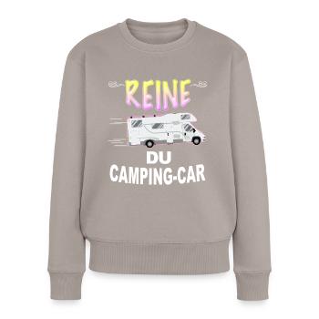 Camping-car Humour Femme Randonnée - Pull Premium bio Femme - taupe - Devant - Julia (174cm)