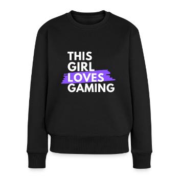 Cette fille aime les jeux. - Pull Premium bio Femme - noir - Devant - Julia (174cm)