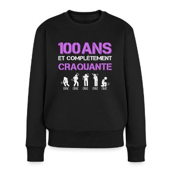 Cadeau Anniversaire Mamie 100 ans Craquante - Pull Premium bio Femme - noir - Devant - Julia (174cm)