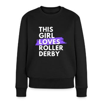 Cette fille aime le roller derby - Pull Premium bio Femme - noir - Devant - Julia (174cm)