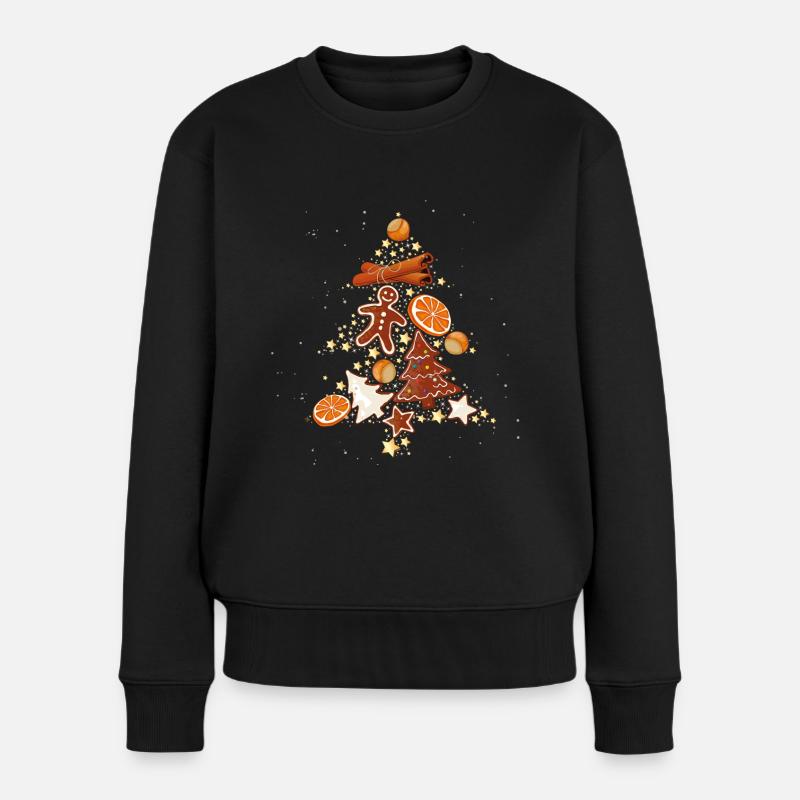 Weihnachten Tannenbaum Lebkuchen Sterne Kekse - Frauen Premium Bio Pullover - Schwarz