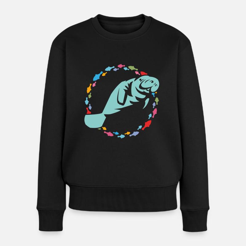 Ich liebe Manatees - Frauen Premium Bio Pullover - Schwarz