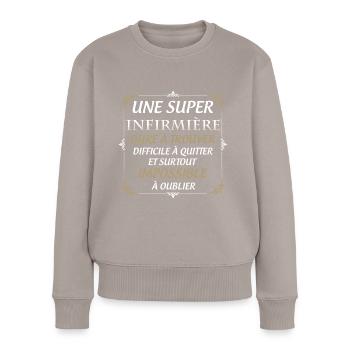 Ma Super Infirmière Préférée - Pull Premium bio Femme - taupe - Devant - Julia (174cm)