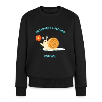 Escar-got a flower for you - Friendly snail - Women's Premium Organic Jumper - black - Front - Julia (174cm)