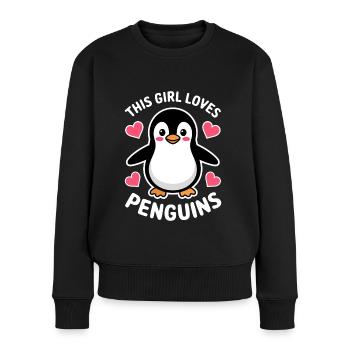 Pinguin Spruch Lustige Pinguine Geschenk - Frauen Premium Bio Pullover - Schwarz - Vorne - Julia (174cm)