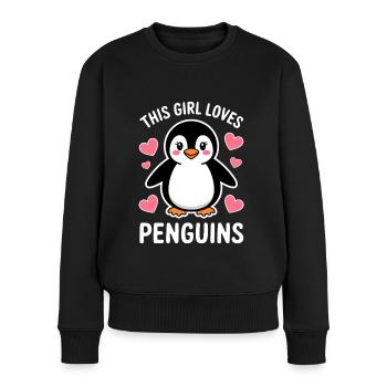 Pinguin Spruch Lustige Pinguine Geschenk - Frauen Premium Bio Pullover - Schwarz - Vorne - Julia (174cm)