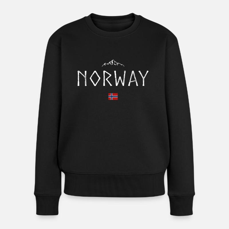 Norwegen Flagge Berge Heimat Vaterland Geschenk - Frauen Premium Bio Pullover - Schwarz