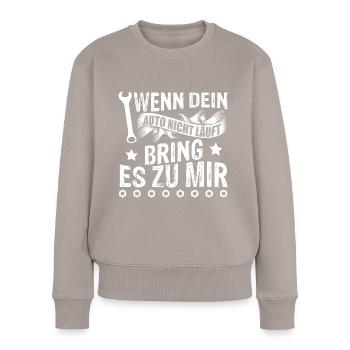 Schrauber Mechaniker Auto Motor - Frauen Premium Bio Pullover - Taupe - Vorne - Julia (174cm)
