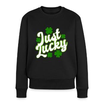 St Patrick’s Day - Just Lucky - Shamrock - Pull Premium bio Femme - noir - Devant - Julia (174cm)