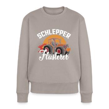 Schlepper Trecker Sprüche Landwirtschaft - Frauen Premium Bio Pullover - Taupe - Vorne - Julia (174cm)