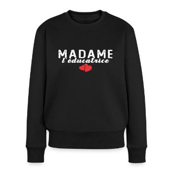 Femme Educatrice Spécialisée Madame L'éducatrice - Pull Premium bio Femme - noir - Devant - Julia (174cm)