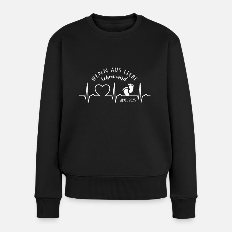 Wenn aus Liebe Leben wird EKG Kurve Baby April 25 - Frauen Premium Bio Pullover - Schwarz