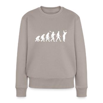 Evolution Golf - Golfspieler - Frauen Premium Bio Pullover - Taupe - Vorne - Julia (174cm)