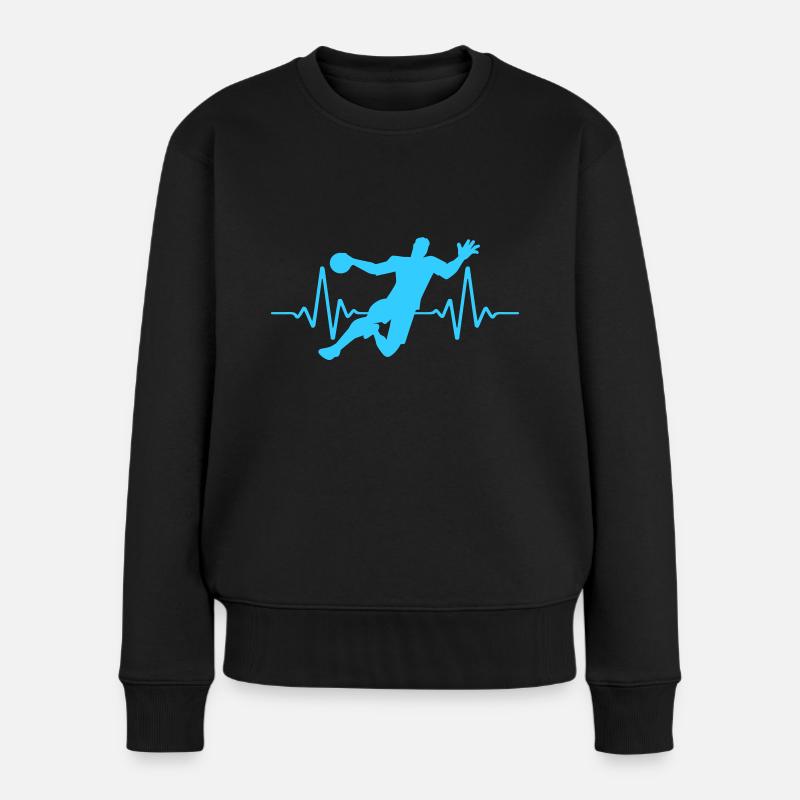 Herzschlag Handball Puls | Farbe änderbar - Frauen Premium Bio Pullover - Schwarz