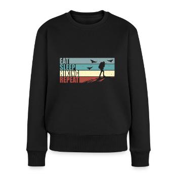 Wandern Bergsteigen Wanderung Natur Wanderspruch - Frauen Premium Bio Pullover - Schwarz - Vorne - Julia (174cm)