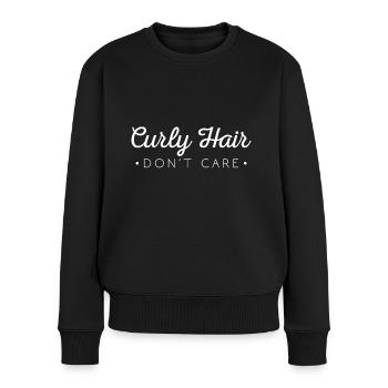 Lockly Hair Don't Care - Frauen Premium Bio Pullover - Schwarz - Vorne - Julia (174cm)