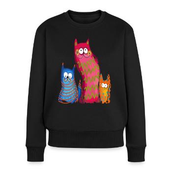 Chats drôles - Pull Premium bio Femme - noir - Devant - Julia (174cm)