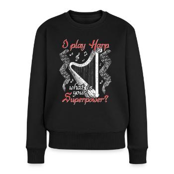 Harfe Harfenistin Harfenspieler Geschenk - Frauen Premium Bio Pullover - Schwarz - Vorne - Julia (174cm)