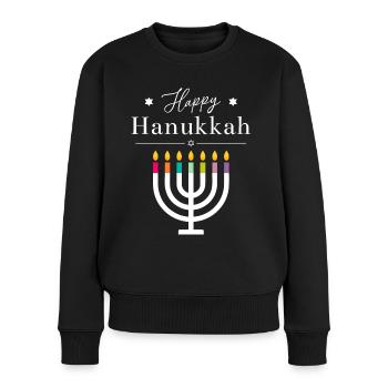 Joyeux chemise de Hanoukka | Festival des lumières de Menorah - Pull Premium bio Femme - noir - Devant - Julia (174cm)