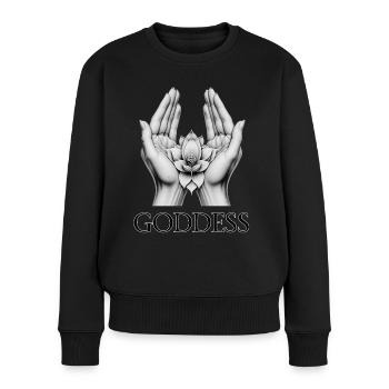 GÖTTIN (Untertitel) #035 - Frauen Premium Bio Pullover - Schwarz - Vorne - Julia (174cm)