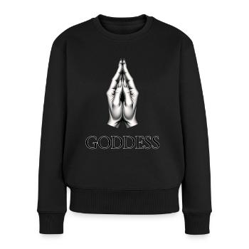 GÖTTIN (Untertitel) #050 - Frauen Premium Bio Pullover - Schwarz - Vorne - Julia (174cm)