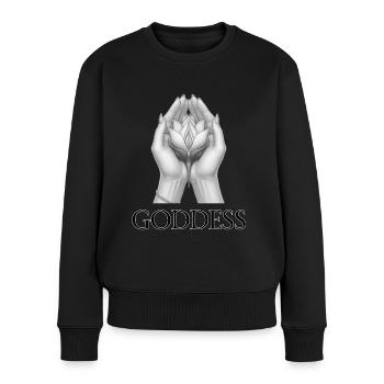 GÖTTIN (Untertitel) #069 - Frauen Premium Bio Pullover - Schwarz - Vorne - Julia (174cm)