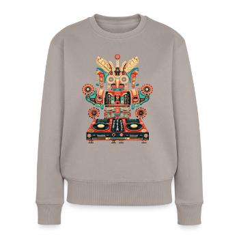 Indigenous DJ - Frauen Premium Bio Pullover - Taupe - Vorne - Julia (174cm)