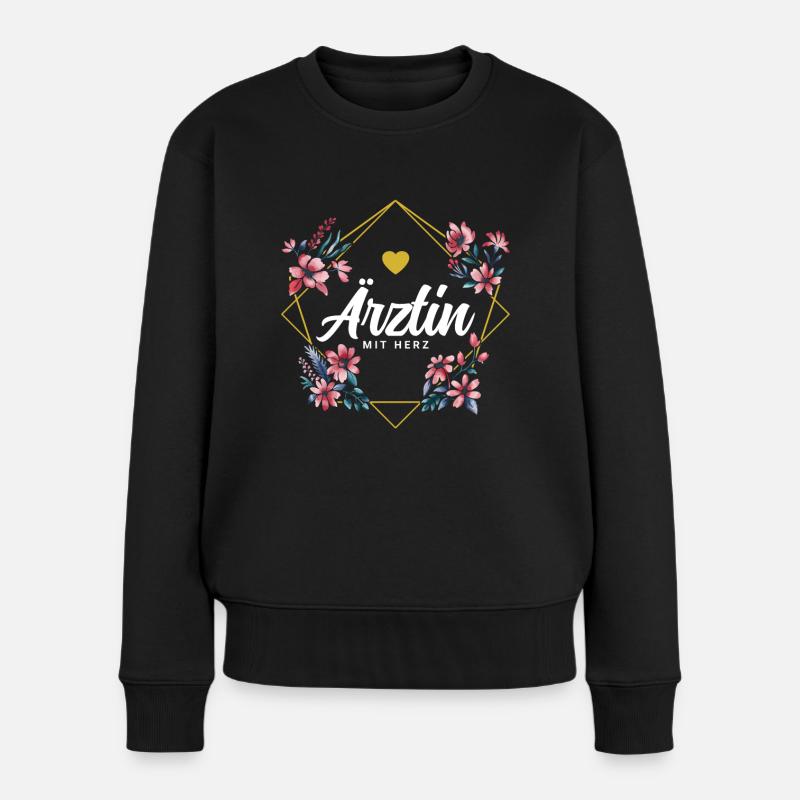 Ärztin mit Herz - Frauen Premium Bio Pullover - Schwarz