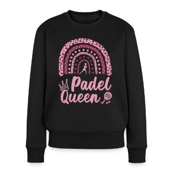 Padel Queen Regenbogen Leopard Mama Padelista - Frauen Premium Bio Pullover - Schwarz - Vorne - Julia (174cm)
