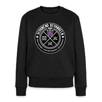 Schonend behandeln Schachtel 65 | Farben änderbar - Frauen Premium Bio Pullover - Schwarz - Vorne - Julia (174cm)