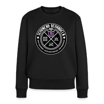 Schonend behandeln Schachtel 75 | Farben änderbar - Frauen Premium Bio Pullover - Schwarz - Vorne - Julia (174cm)