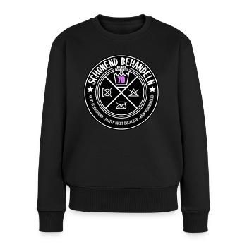 Schonend behandeln Schachtel 70 | Farben änderbar - Frauen Premium Bio Pullover - Schwarz - Vorne - Julia (174cm)