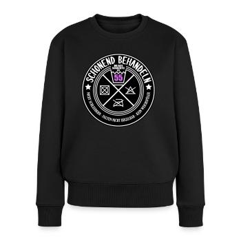 Schonend behandeln Schachtel 55 | Farben änderbar - Frauen Premium Bio Pullover - Schwarz - Vorne - Julia (174cm)