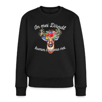 In mei Dirndl kumm i nimma nei-Schwanger in Bayern - Frauen Premium Bio Pullover - Schwarz - Vorne - Julia (174cm)