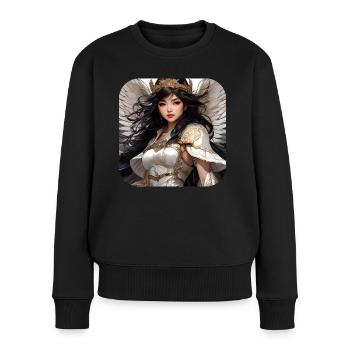 Süßer Engel mit Krone - Frauen Premium Bio Pullover - Schwarz - Vorne - Julia (174cm)