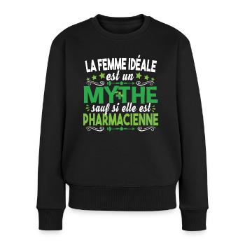 Pharmacienne Pharmacie Pharmacien Métier Humour - Pull Premium bio Femme - noir - Devant - Julia (174cm)
