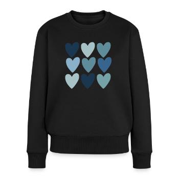 Süßes Liebesherzmuster Modernes T-Shirt - Frauen Premium Bio Pullover - Schwarz - Vorne - Julia (174cm)
