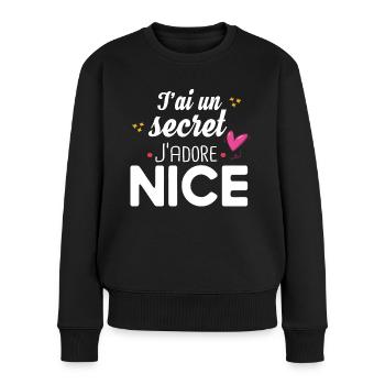 Nice Niçois Niçoise Cadeau Humour Ville France - Pull Premium bio Femme - noir - Devant - Julia (174cm)