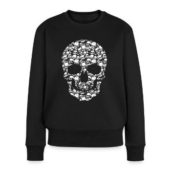 Totenköpfe in Totenkopf - Frauen Premium Bio Pullover - Schwarz - Vorne - Julia (174cm)