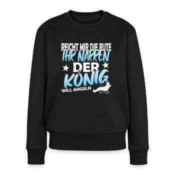 Geschenk für Angler Geschenkidee Angler Spruch FUN - Frauen Premium Bio Pullover - Schwarz - Vorne - Julia (174cm)