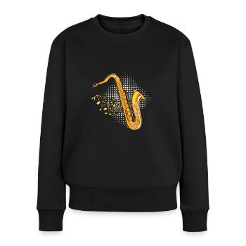 Bass-Saxophon Tenor Saxophonspieler - Frauen Premium Bio Pullover - Schwarz - Vorne - Julia (174cm)