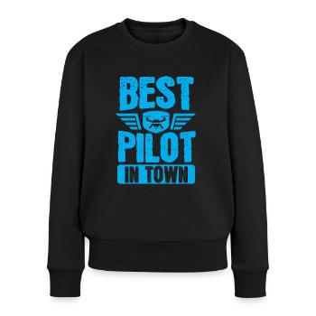 Meilleur pilote de drone en ville - Pull Premium bio Femme - noir - Devant - Julia (174cm)