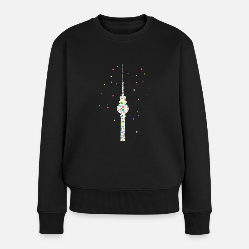 Berlin Tower Berliner Fernsehturm - Frauen Premium Bio Pullover - Schwarz