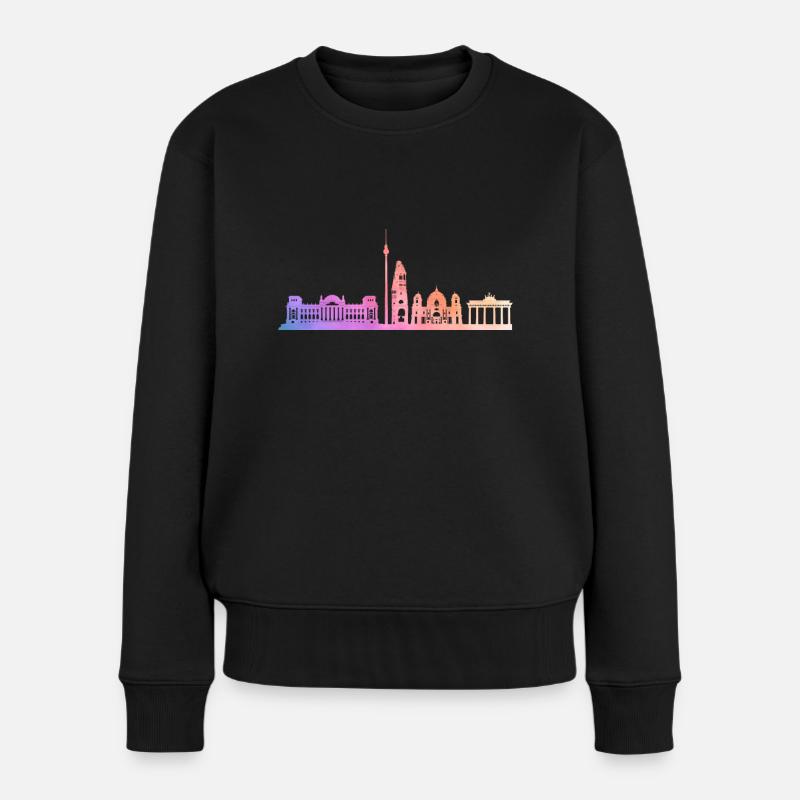 Berliner Skyline Berlin Hauptstadt - Frauen Premium Bio Pullover - Schwarz